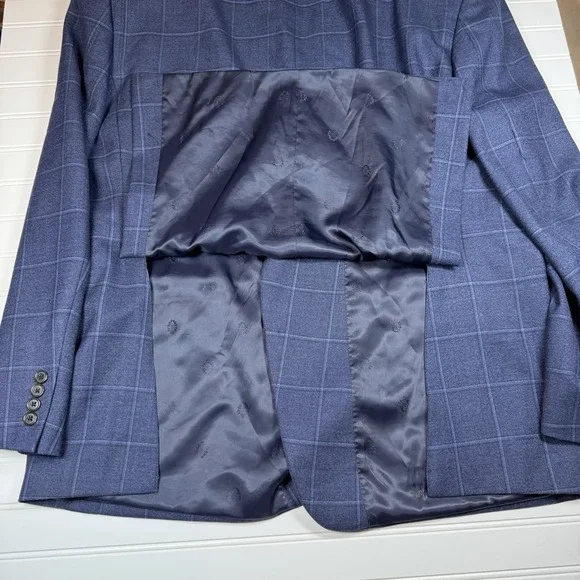 Ralph Ralph Lauren Sport Coat 50L Blue Windowpane Plaid Wool Blend EUC - Picture 7 of 7
